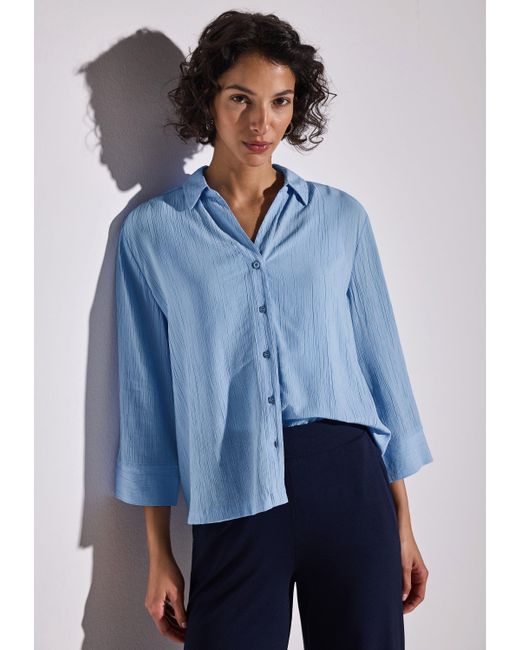 Street One Blue Crinkle-Hemdbluse (1-tlg)