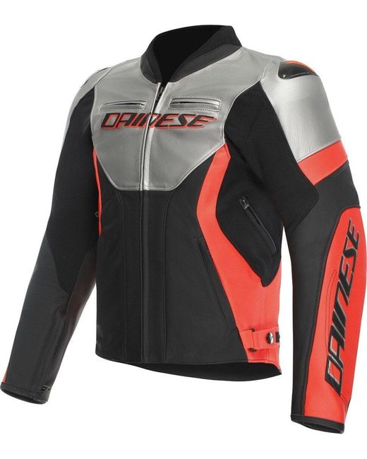 DAINESE Motorradjacke Racing 5 Motorrad Lederjacke Wasserdicht protektoren in Black für Herren