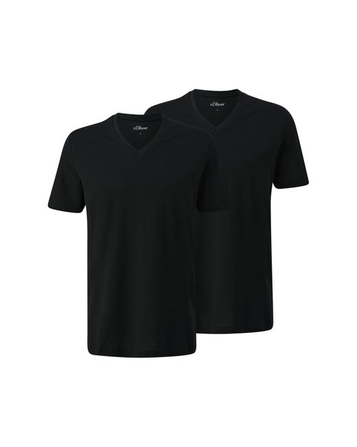S.oliver V-Shirt aus reiner Baumwolle in Black für Herren