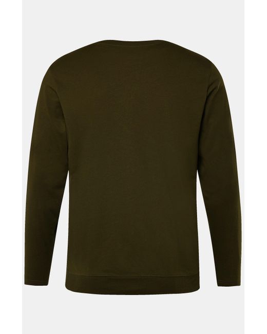 Men Plus Plus T-Shirt Men+ Langarmshirt Basic Bauchfit Rundhals bis 8 XL in Green für Herren