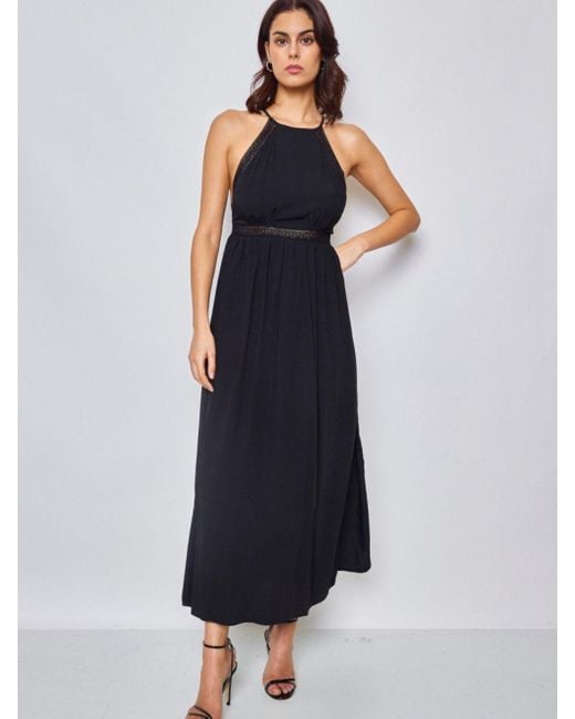 Annis Fashion & Accessoires Black Maxikleid "Perla" (1-tlg) langes sommerkleid mit Spitzendetails