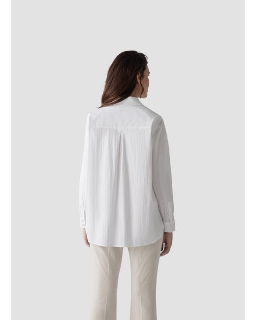 Le Comte White Klassische Bluse mit Raffung am Langarm