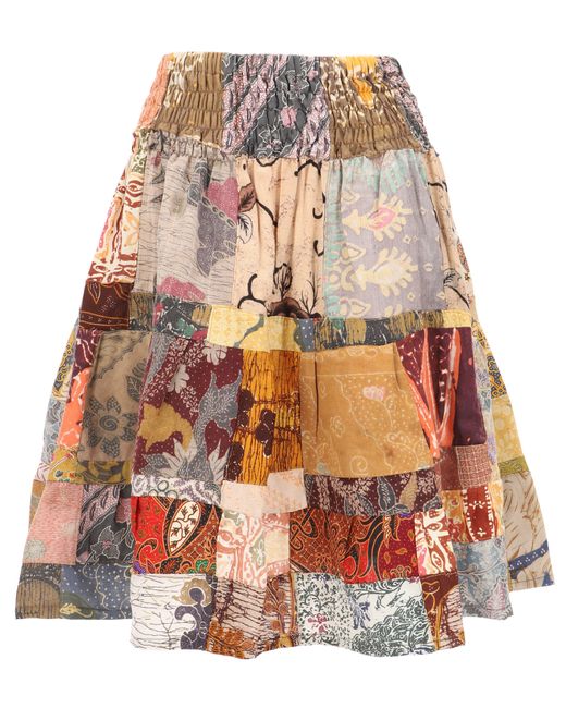 Guru-Shop Multicolor Weit schwingender Patchwork Minirock, Boho.. alternative Bekleidung