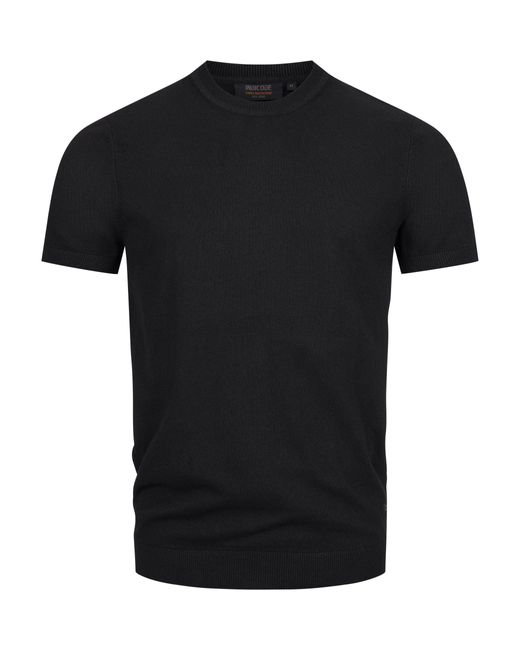 INDICODE INVasko Klassisches Feinstrick-T-Shirt mit Rippstricksaum in Black für Herren