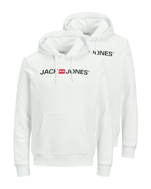 Jack & Jones 2er Pack Corp (Spar-Set, 2-tlg) Sweatshirt / Hoodie in White für Herren