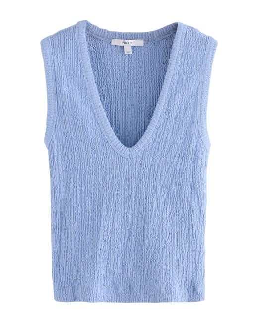Next Blue Trägertop Strukturiertes Tanktop mit V-Ausschnitt (1-tlg)