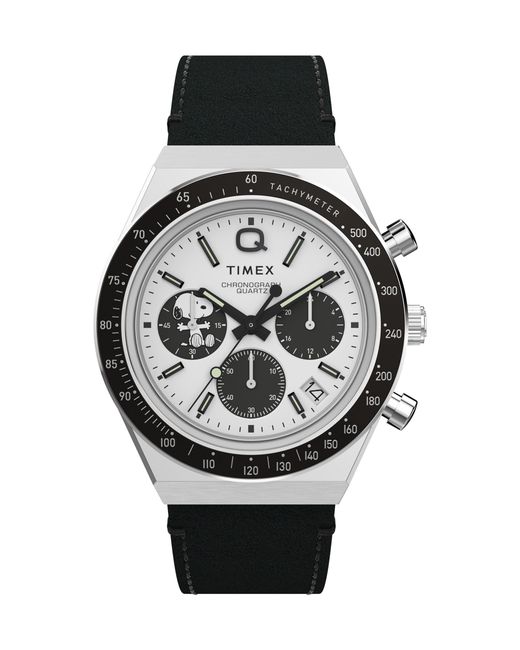 Timex Quarzuhr Q Chronograph x Peanuts Snoopy, (1-tlg), Quarz-Chronographenuhr in Black für Herren