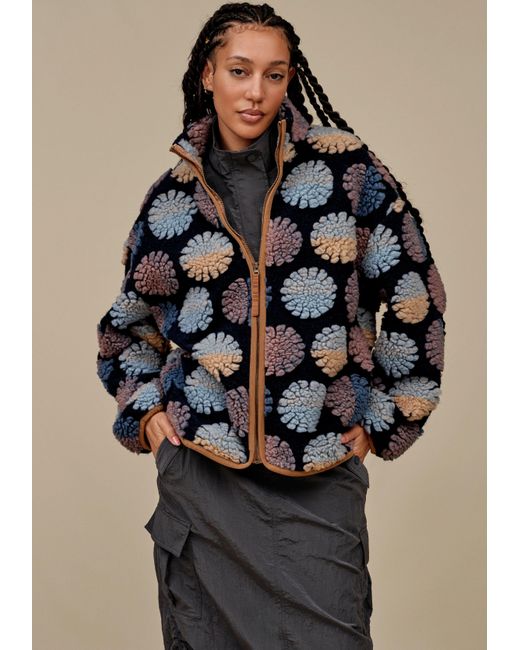 Ugg Blue Plüschjacke Marlene fluff Jacket Sun mit großem Allover-Muster
