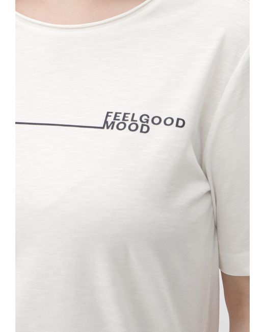 TRIANGL White Kurzarmshirt T-Shirt mit Schriftprint Rollsaumblende, Artwork
