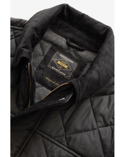 Next Steppjacke Jacke mit Cordkragen und Rautensteppung (1-St) in Black für Herren