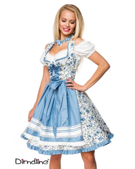 Dirndline Blue Romatisches Blümchen-Dirndl - (2XL,3XL,L,M,S,XL)