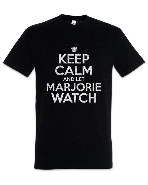 Urban Backwoods Print- Let Marjorie Watch T-Shirt (1-tlg) Calm Puppe Puppet Chester in Black für Herren