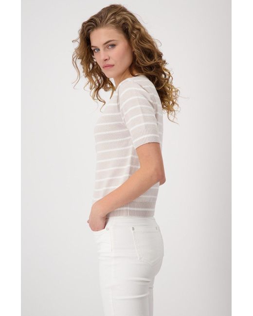 Monari White Strickpullover Pullover mit Streifen