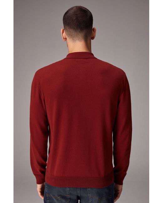 Next Polokragenpullover Langärmeliges Regular Fit Poloshirt aus Strick (1-tlg) in Red für Herren