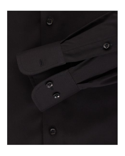 CASA MODA Langarmshirt Popeline Hemd uni 006530 in Black für Herren