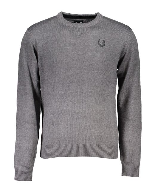 Gianmarco Venturi Strickpullover Eleganter Grauer pullover mit Rundhalsausschnitt und Stickerei in Gray für Herren