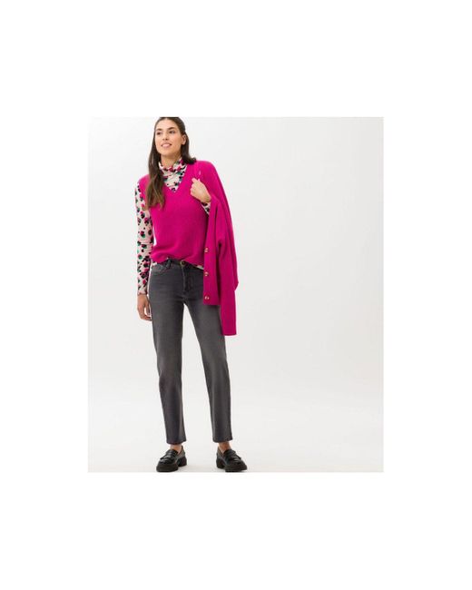 Brax Pink Strickjacke uni passform textil (1-tlg)