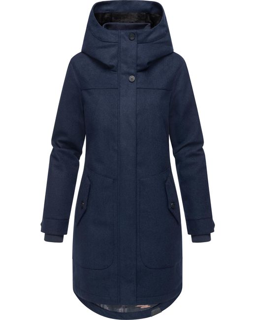 Ragwear Blue Wintermantel Jannisa Coat Klassischer Kurzmantel mit Kapuze