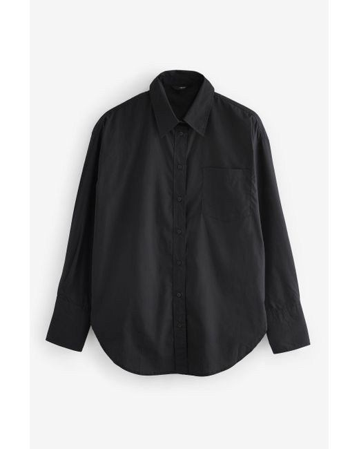 Next Black Langarmbluse Oversize-Hemd aus Baumwolle (1-tlg)