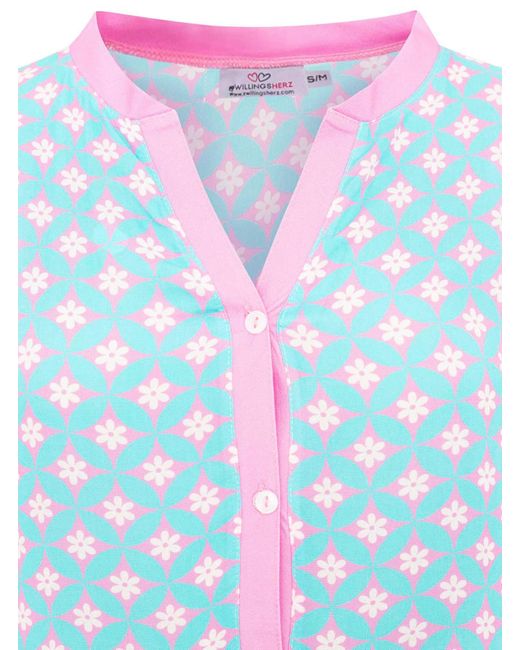Zwillingsherz White Maxikleid "Positive Vibes" mit Mustermix, Knopfleiste und 3/4 Arm