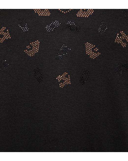 Sarah Kern Black T-Shirt Langarmshirt figurbetont mit Leo-Motiv