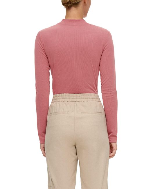S.oliver Pink Langarmshirt Slim Fit Shirt aus Modalmix