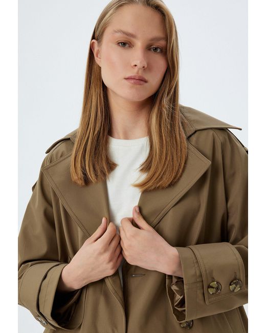Koton Brown Trenchcoat Regular Mit Knöpfen
