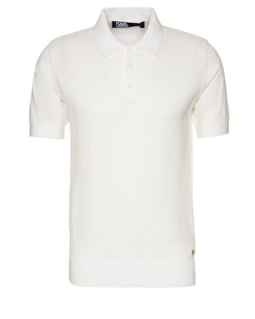 Karl Lagerfeld Poloshirt in Strick-Optik (1-tlg) in White für Herren