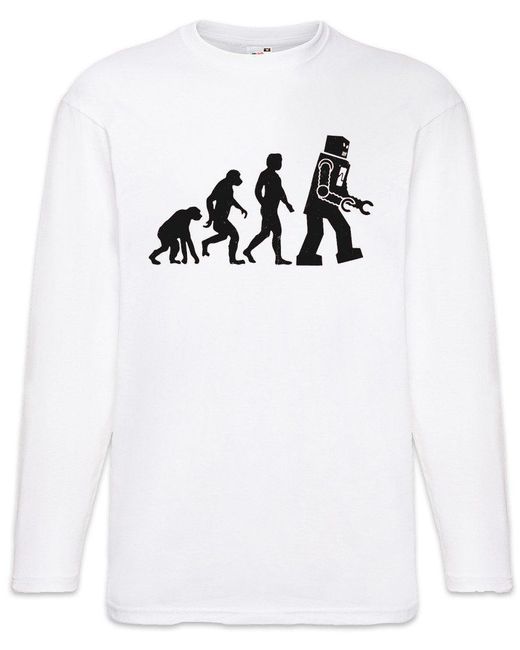 Urban Backwoods Langarmshirt The Big White Robot Evolution Langarm T-Shirt Bang Sheldon Roboter für Herren