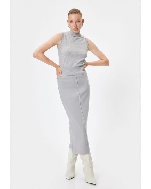 Koton White Midirock Midi Länge Bleistiftrock