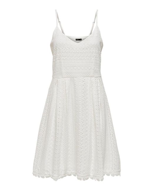 ONLY White Minikleid ONLHELENA LACE S/L SHORT DRESS NOOS