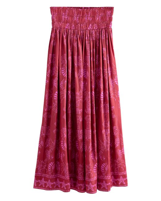 Next Red Glänzender Maxirock aus Satin mit Print (1-tlg)