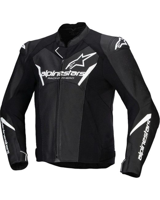 Alpinestars Motorradjacke Faster V3 Airflow perforierte Motorrad Leder-/Textiljacke Perforiert in Black für Herren