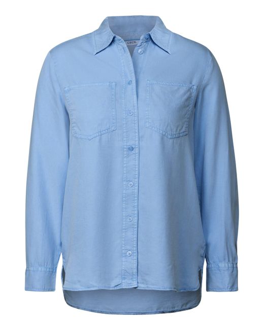 Cecil Blue Langarmbluse mit Brusttaschen