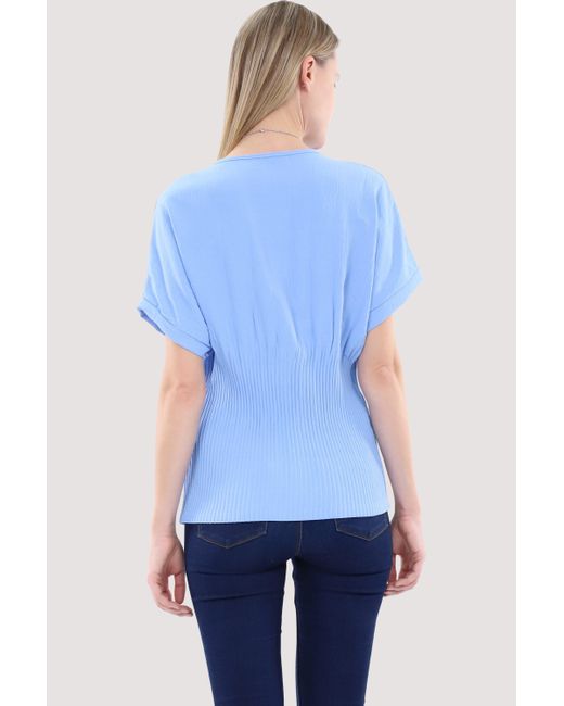 malito more than fashion Blue Schlupfbluse 1144 Bluse mit Halskette