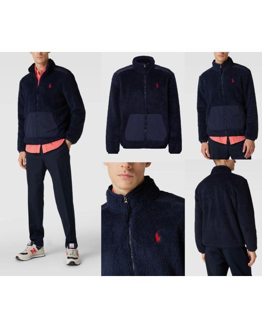 Polo Ralph Lauren Winterjacke Teddy Fleece Zip Jacket Mantel Hood Bomber Blous in Blue für Herren