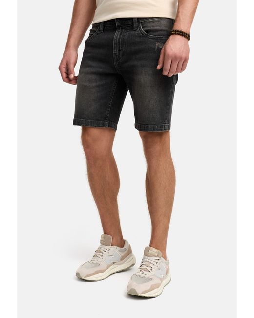 INDICODE Jeansshorts INMCFly stretchy Denim-Shorts mit crushed washing in Black für Herren
