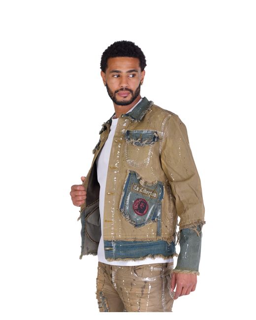 KINGZ Designer Jeansjacke von Camouflage XL in Green für Herren