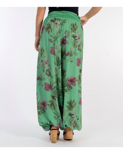 malito more than fashion Green Haremshose 8939 Aladinhose mit floralem Muster Einheitsgröße