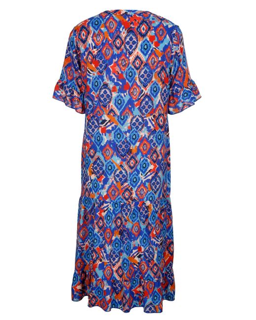MIAMODA Blue Sommerkleid Kleid Alloverdruck langer Halbarm