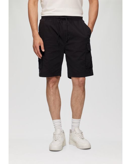 QS Cargoshorts Kurze Web-Jogger mit Cargo-Taschen Waschung in Black für Herren