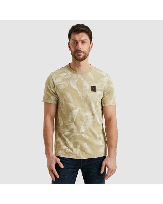 PME LEGEND T-Shirt Short sleeve r-neck slub jersey aop mit All-Over Print in Green für Herren
