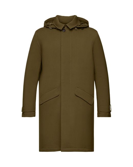 Esprit Wintermantel Recycelt: Wattierter Mac Coat mit flexibler Kapuze in Green für Herren