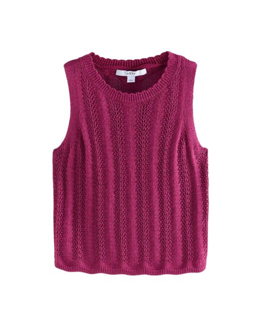 Next Purple Stricktop Glitzerndes Tanktop mit Ziernähten (1-tlg)