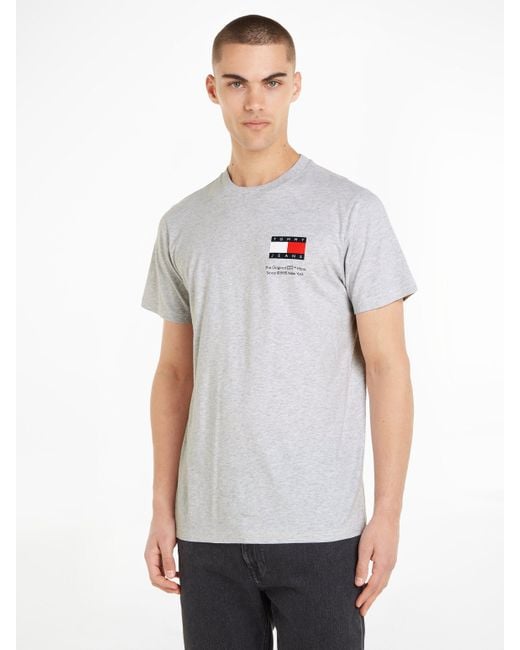 Tommy Hilfiger Plus T-Shirt TJM SLIM ESSENTIAL FLAG TEE EXT mit Tommy Jeans Logo-Schriftzug, Große Größen in Gray für Herren