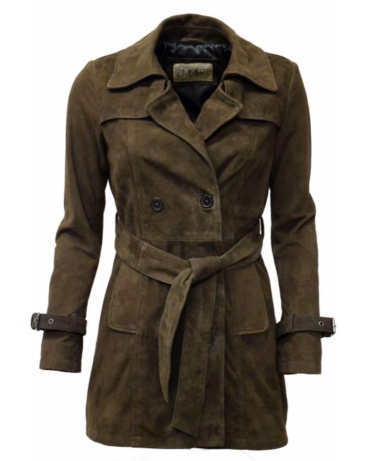 Zimmert Leather Green Ledermantel Anna Trenchcoat Washed Lammnappa Mantel Cognac Mocca Braun