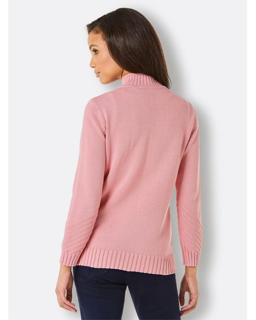 Creation L Pink Strickpullover Stehkragenpullover