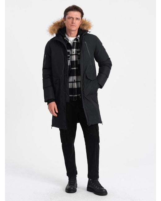 Fur Collar Kurzmantel Mit Pelz Fur Collar Parka Herren Fell Kapuze