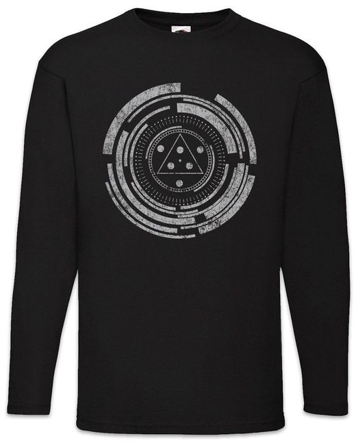 Urban Backwoods Langarmshirt Technology Circle Langarm T-Shirt Kreis Kreisel Spirale Hypnose (1-tlg) in Black für Herren