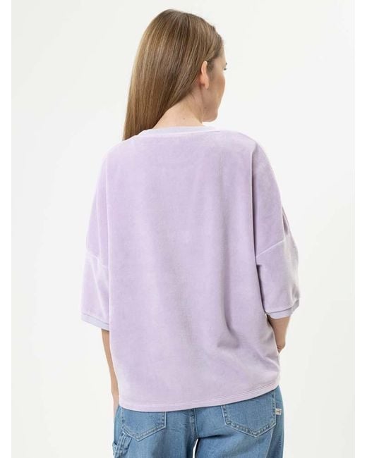 Herrlicher Purple Kurzarmpullover Smila Shortsleeve Überschnittene Schulter Nicki Pullover